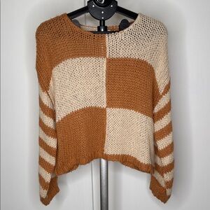 Chic Colorblock Sweater - Brown and Cream
